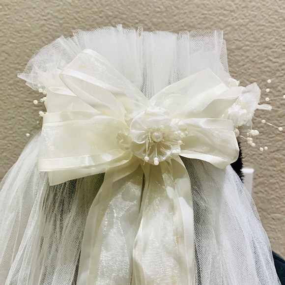 Veil for Girls,White Lace Flower Crown Veil - Picture 3 of 7